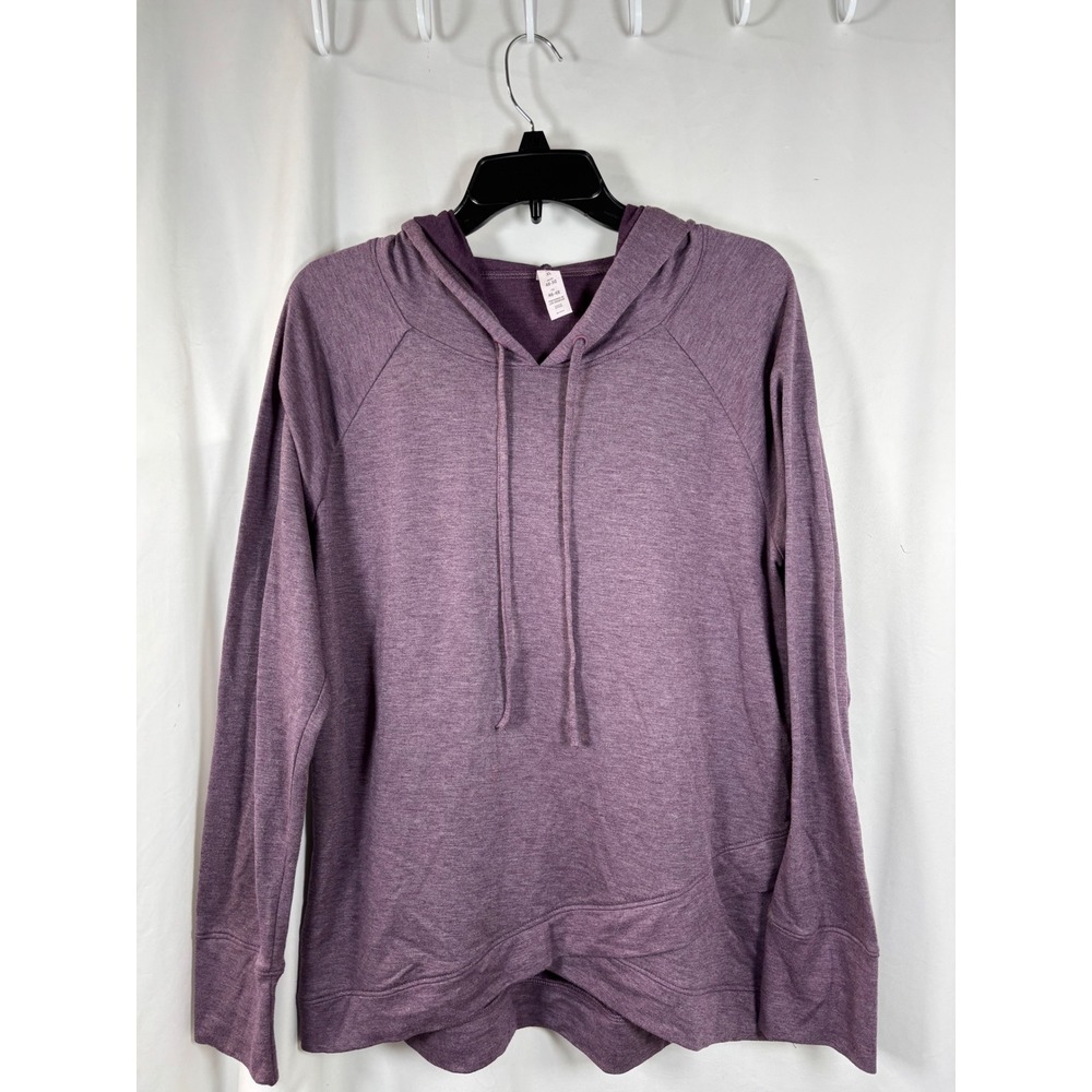 Balance Collection Womens XL Purple Heathered Crossover Tulip Hem Hoodie Top